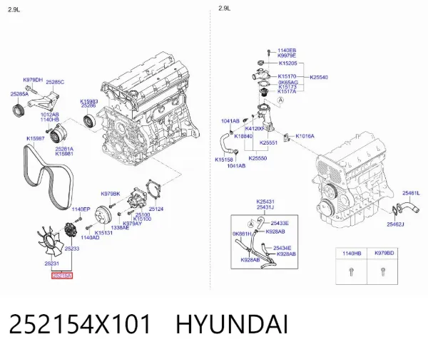 Вискомуфта вентилятора 252154X101 Hyundai/Kia