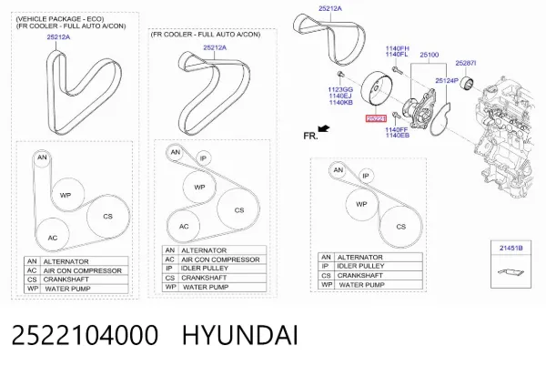 Шкив помпы 2522104000 Hyundai/Kia