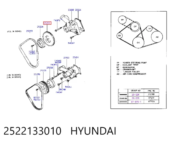 Шкив помпы Hyundai Sonata III