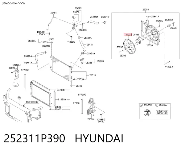 Крыльчатка радиатора охлаждения 252311P390 Hyundai/Kia