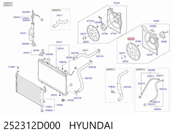 Крыльчатка радиатора охлаждения 252312D000 Hyundai/Kia