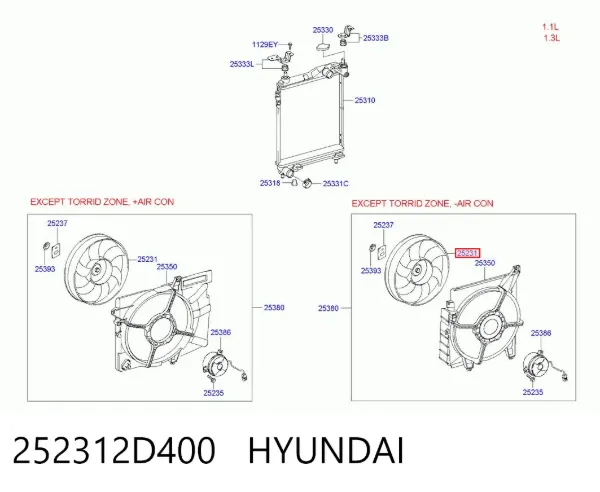 Крыльчатка радиатора охлаждения 252312D400 Hyundai/Kia