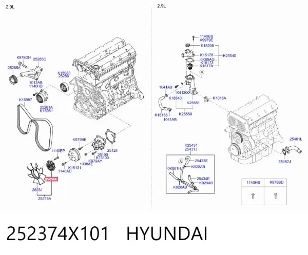 Вискомуфта вентилятора 252374X101 Hyundai/Kia