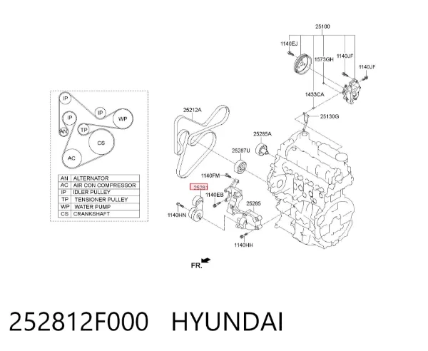 Натяжитель приводного ремня 252812F000 Hyundai/Kia