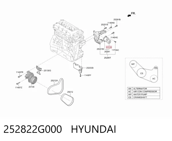 Натяжной ролик 252822G000 Hyundai/Kia