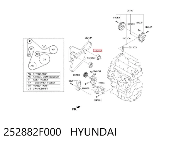 Паразитный ролик 252882F000 Hyundai/Kia