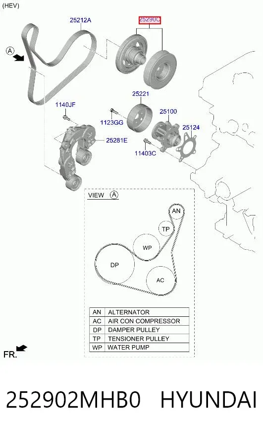 Шкив коленвала 252902MHB0 Hyundai/Kia
