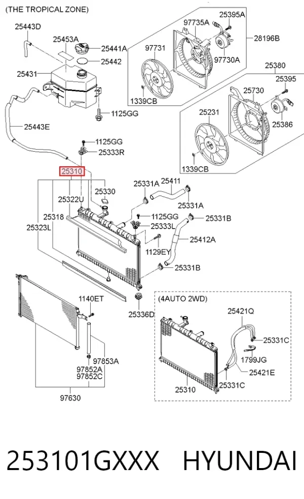 Радиатор 253101GXXX Hyundai/Kia