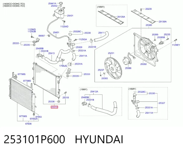 Радиатор 253101P600 Hyundai/Kia