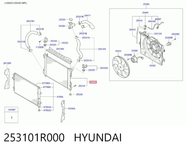 Радиатор 253101R000 Hyundai/Kia