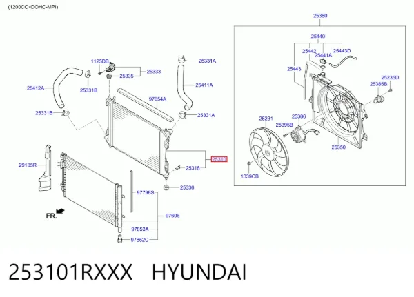 Радиатор 253101RXXX Hyundai/Kia