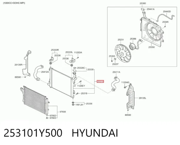 Радиатор 253101Y500 Hyundai/Kia