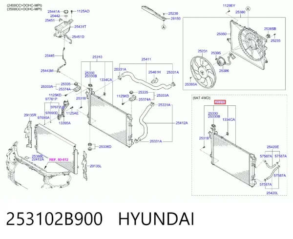 Радиатор 253102B900 Hyundai/Kia