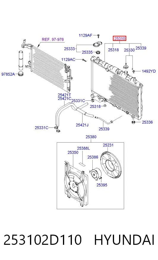 Радиатор 253102D110 Hyundai/Kia