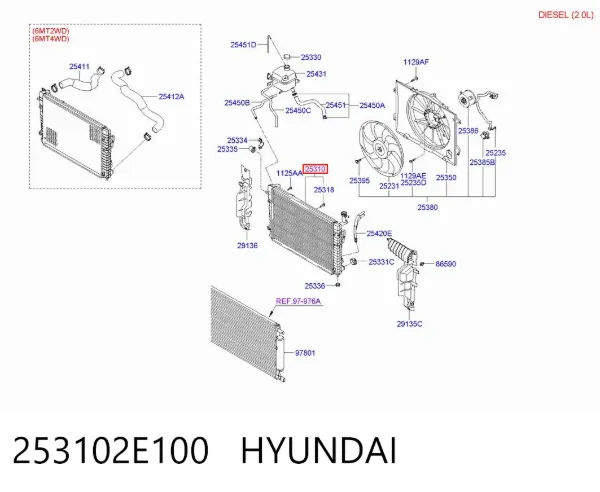Радиатор 253102E100 Hyundai/Kia