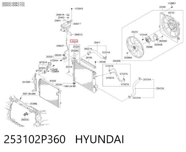 Радиатор 253102P360 Hyundai/Kia