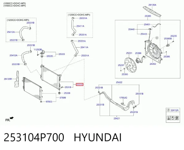 Радиатор 253104P700 Hyundai/Kia