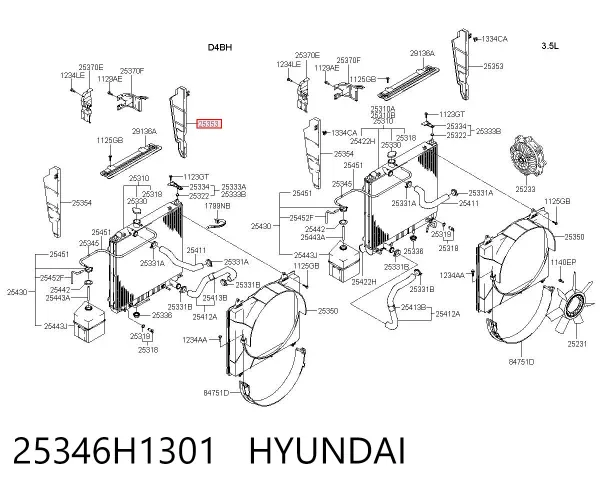 Воздуховод (дефлектор) радиатора интеркуллера правый 25346H1301 Hyundai/Kia
