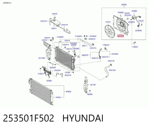 Диффузор радиатора 253501F502 Hyundai/Kia