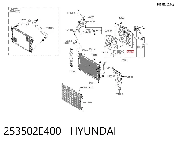 Диффузор радиатора 253502E400 Hyundai/Kia