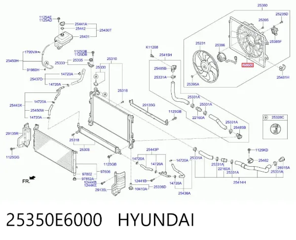 Диффузор радиатора 25350E6000 Hyundai/Kia