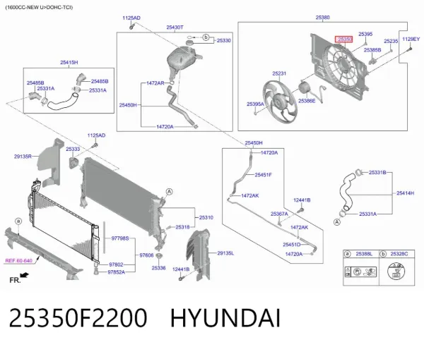 Диффузор радиатора 25350F2200 Hyundai/Kia