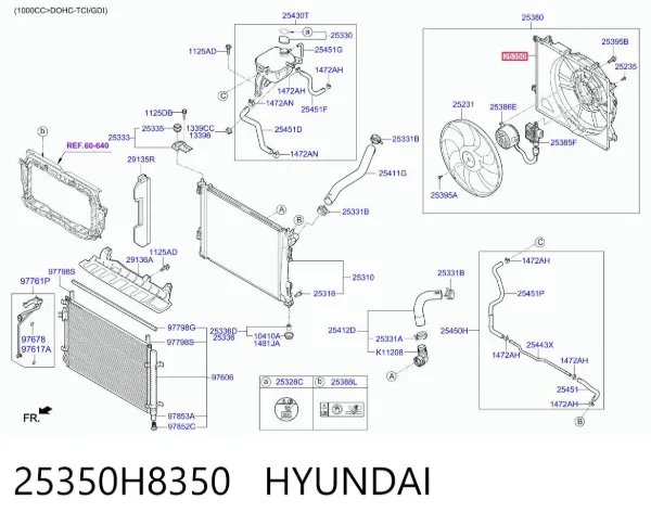 Диффузор радиатора 25350H8350 Hyundai/Kia