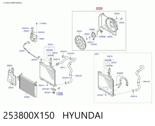 Электровентилятор охлаждения 253800X150 Hyundai/Kia