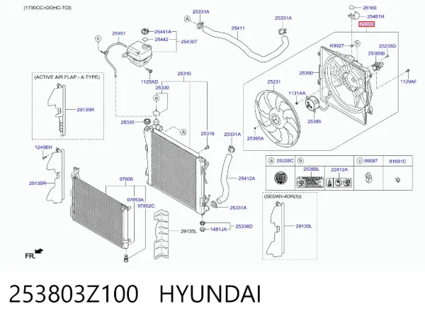 Вентилятор кондиционера 253803Z100 Hyundai/Kia