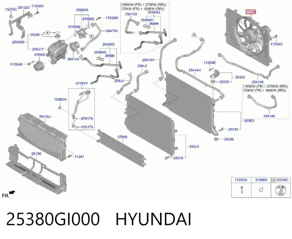 Диффузор вентилятора в сборе с мотором и крыльчаткой 25380GI000 Hyundai/Kia