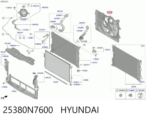 Диффузор вентилятора в сборе с мотором и крыльчаткой 25380N7600 Hyundai/Kia