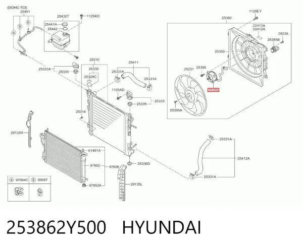 Мотор вентилятора системы охлаждения 253862Y500 Hyundai/Kia