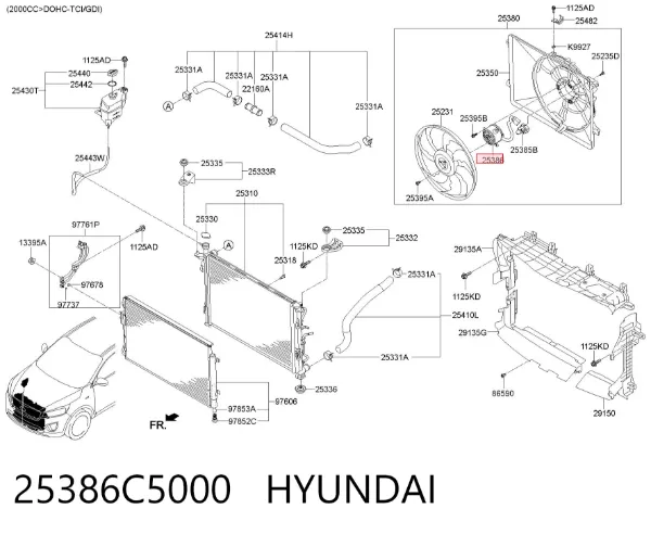 Мотор вентилятора системы охлаждения 25386C5000 Hyundai/Kia