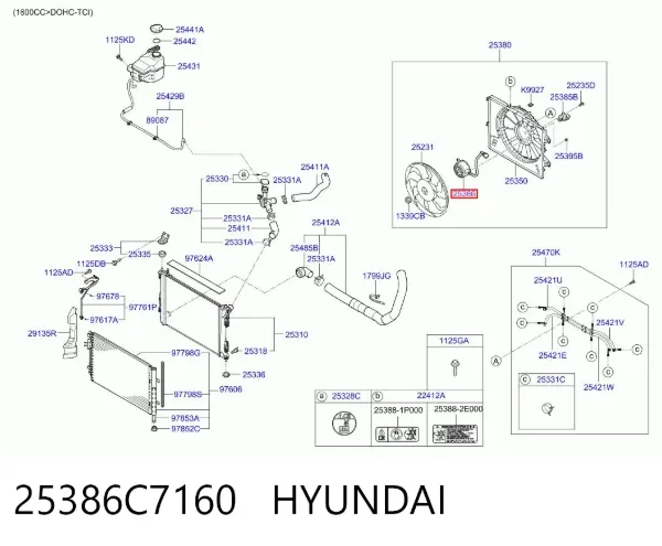 Мотор вентилятора системы охлаждения 25386C7160 Hyundai/Kia