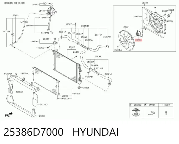 Мотор вентилятора системы охлаждения 25386D7000 Hyundai/Kia