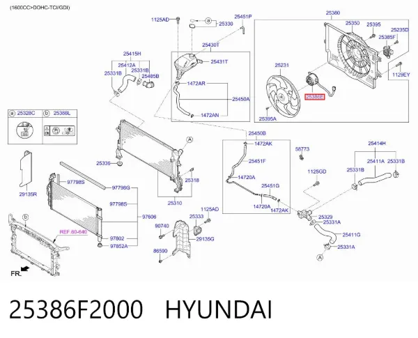 Мотор вентилятора системы охлаждения 25386F2000 Hyundai/Kia