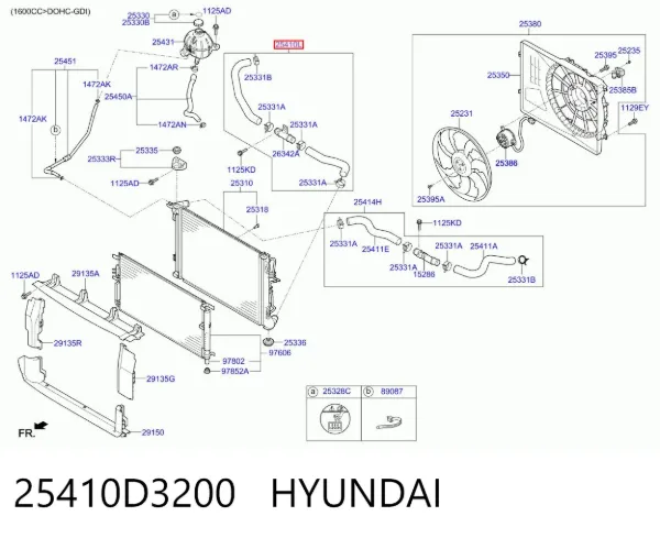 Нижний шлаг радиатора охлаждения 25410D3200 Hyundai/Kia