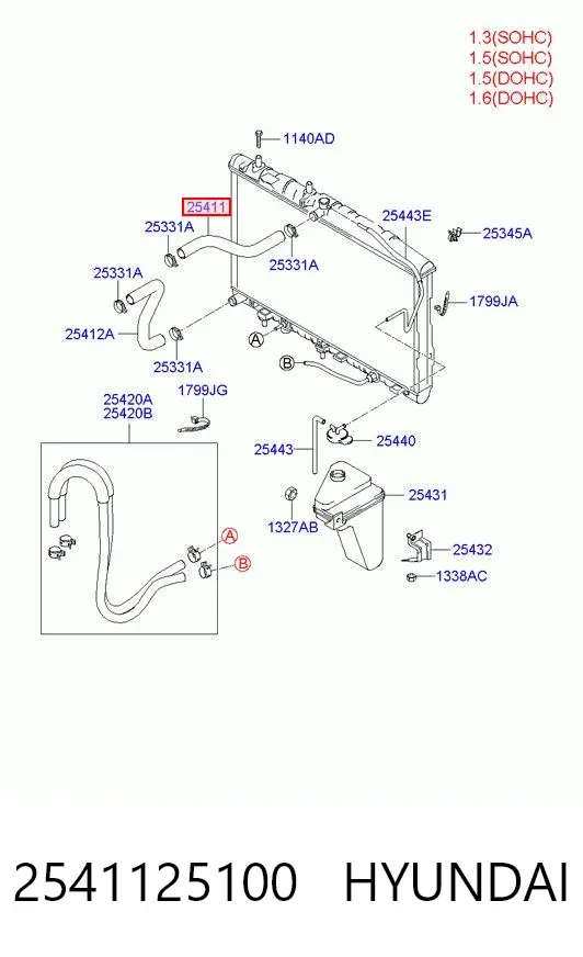 Патрубок радиатора 2541125100 Hyundai/Kia