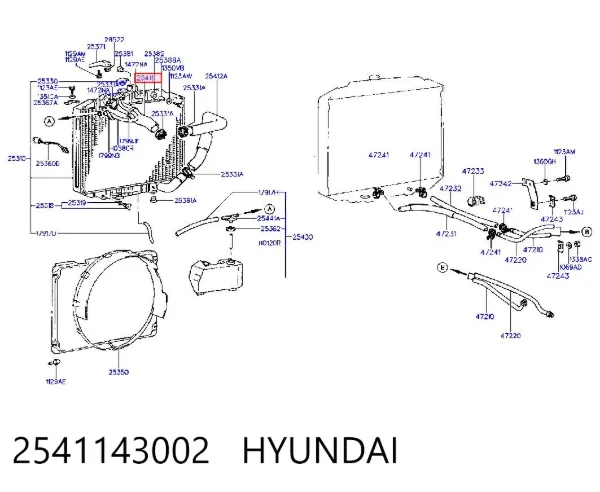 Патрубок радиатора 2541143002 Hyundai/Kia