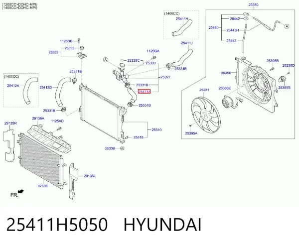 Патрубок радиатора 25411H5050 Hyundai/Kia