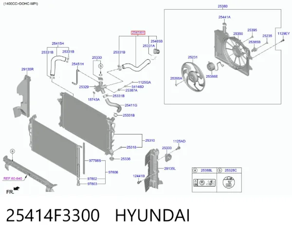 Патрубок радиатора 25414F3300 Hyundai/Kia