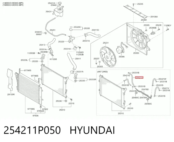  254211P050 Hyundai/Kia