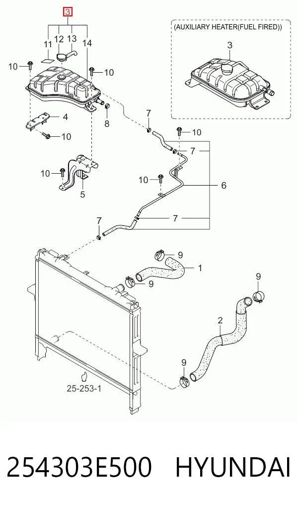Бачок системы охлаждения 254303E500 Honda