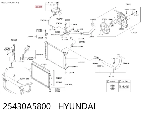 Бачок системы охлаждения 25430A5800 Hyundai/Kia