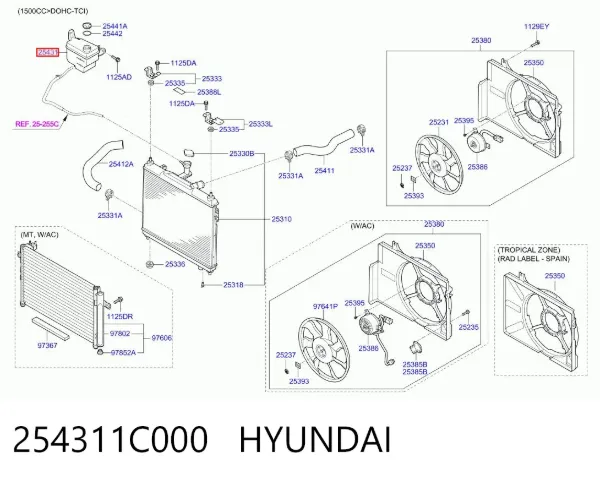 Бачок системы охлаждения 254311C000 Hyundai/Kia