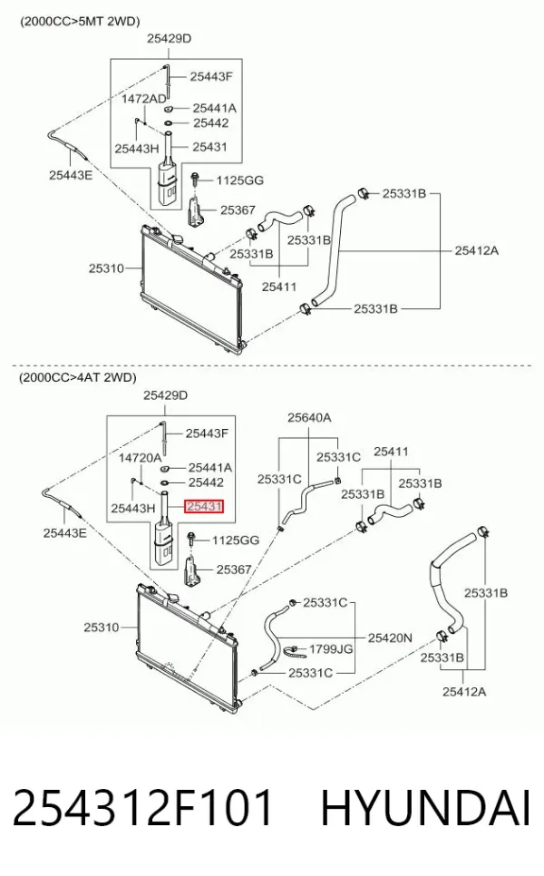 Бачок системы охлаждения 254312F101 Hyundai/Kia