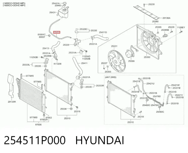  254511P000 Hyundai/Kia