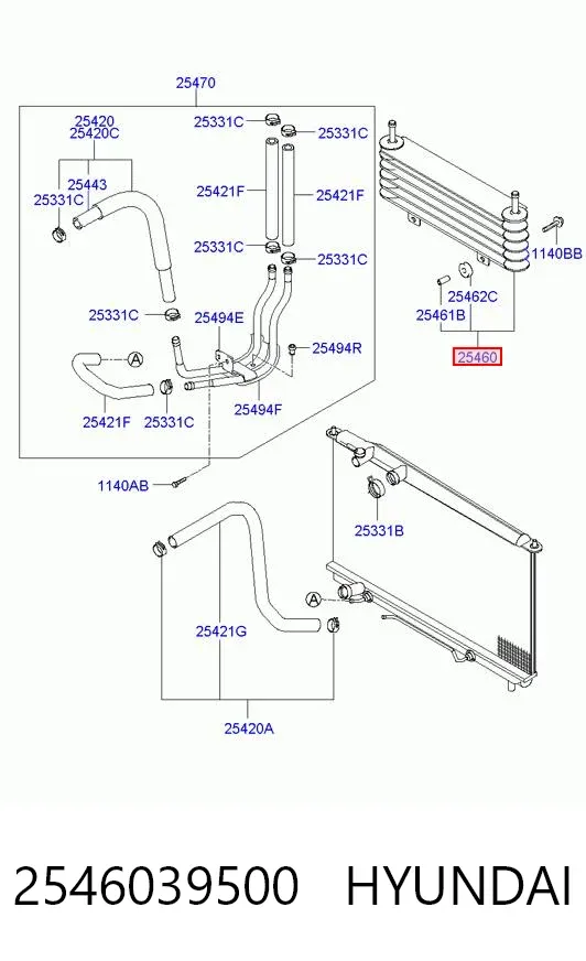 Радиатор охлаждения АКПП 2546039500 Hyundai/Kia