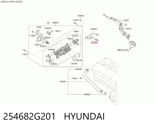 Патрубок системы охлаждения 254682G201 Hyundai/Kia