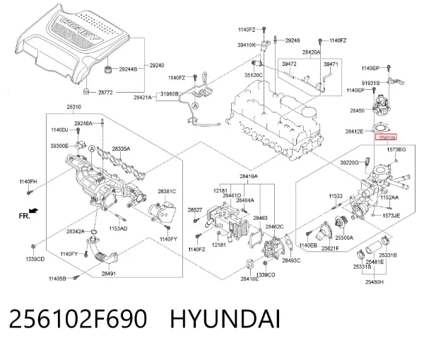 Корпус термостата 256102F690 Hyundai/Kia
